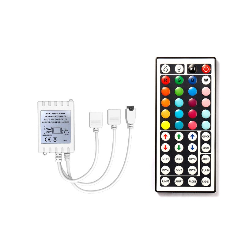DAYBETTER Led Lights 2 Ports 44 Key Remote Control, Dimmer for Strip, 4 Pin Output Remote Controller for Led Strips 12 24V DC Tape Light (Without Power Adapter) - Image 1